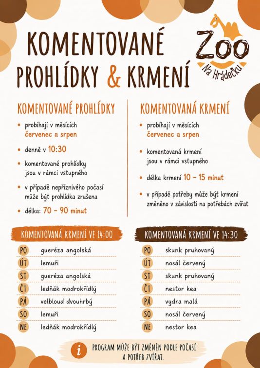 KOMENTOVANÉ PROHLÍDKY & KRMENÍ