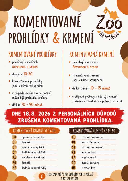 KOMENTOVANÉ PROHLÍDKY & KRMENÍ