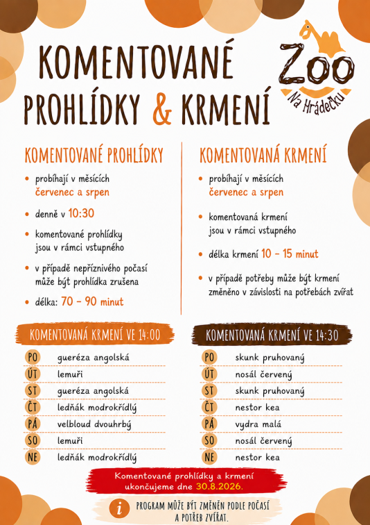 KOMENTOVANÉ PROHLÍDKY & KRMENÍ